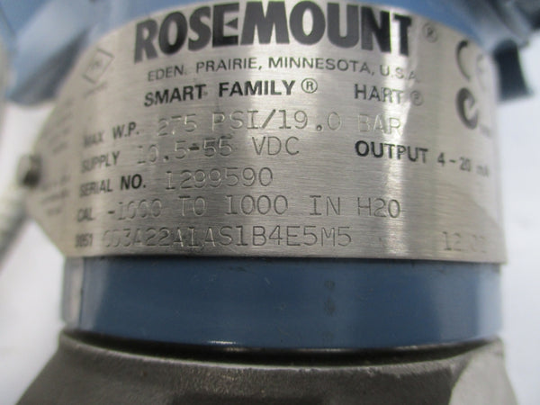 ROSEMOUNT 3051CD3A22A1AS1B4E5M5 10.5-55VDC 275PSI REV. AA NSNP