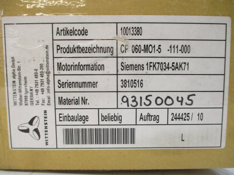 WITTENSTEIN CF060-MO1-5-111-000 NSMP