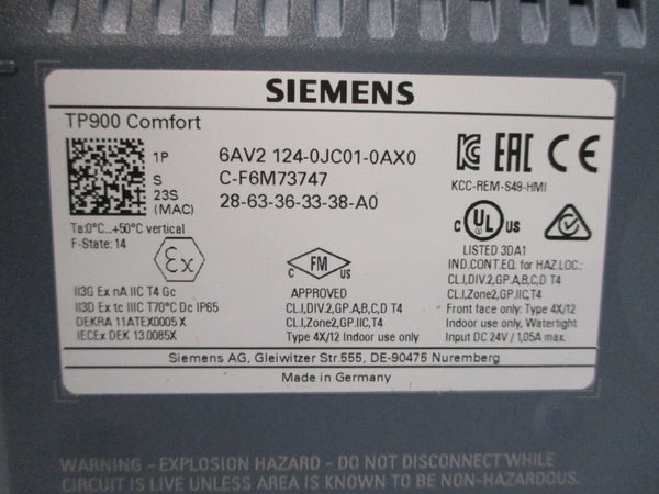 SIEMENS 6AV2124-0JC01-0AX0 24VDC 1.05A NSMP