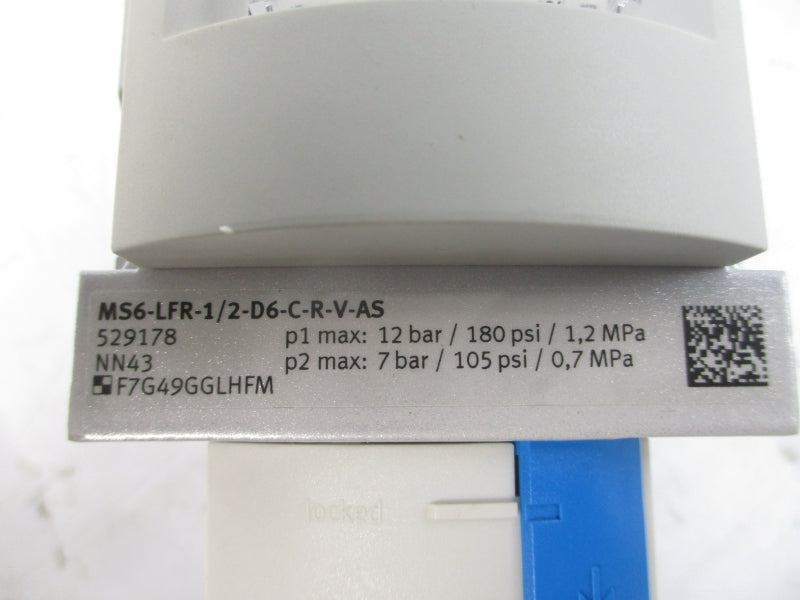 FESTO MS6-LFR-1/2-D6-C-R-V-AS 529178 105/180PSI NSMP