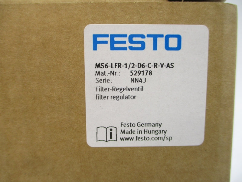 FESTO MS6-LFR-1/2-D6-C-R-V-AS 529178 105/180PSI NSMP