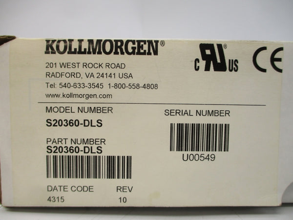 KOLLMORGEN S20360-DLS 240V 6.5A NSMP
