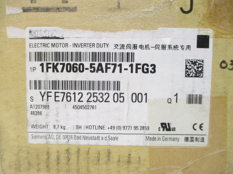 SIEMENS 1FK7060-5AF71-1FG3 254V 4.5/3.3A NSMP