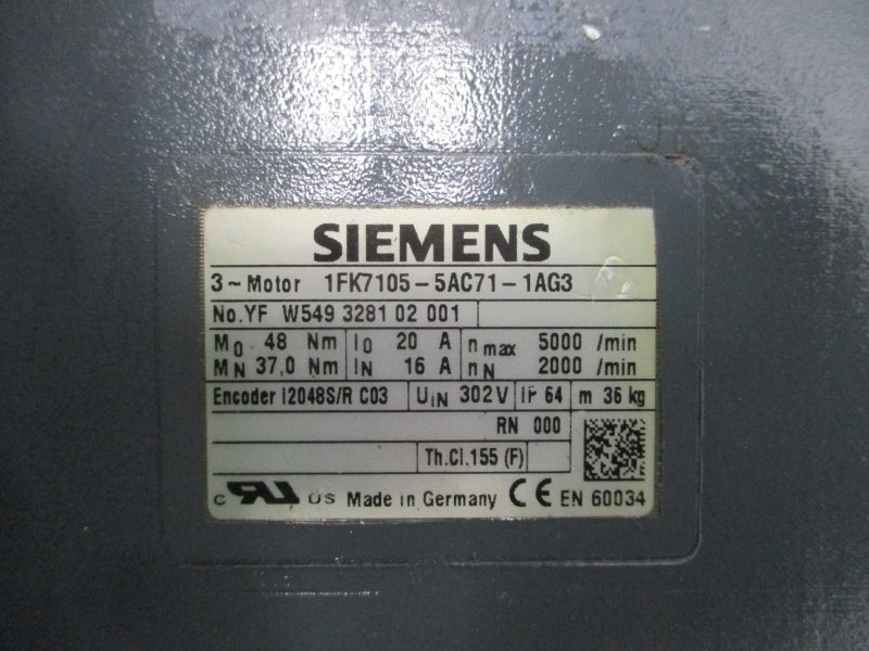SIEMENS 1FK7105-5AC71-1AG3 302V 16/20A NSNP