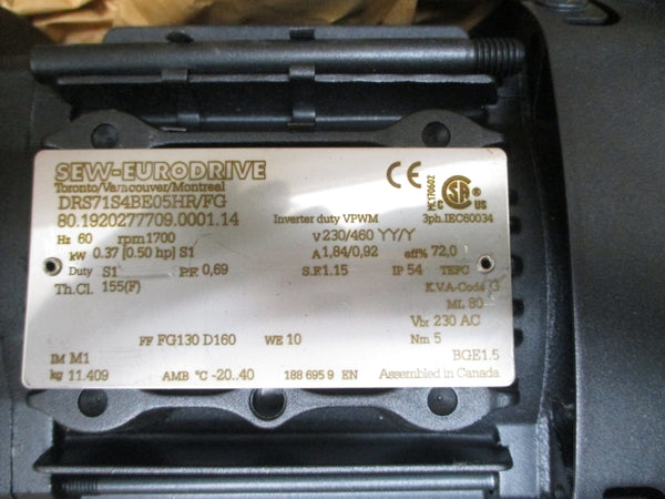 SEW-EURODRIVE DRS71S4BE05HR/FG 230/460V 1.84/0.92A NSMP