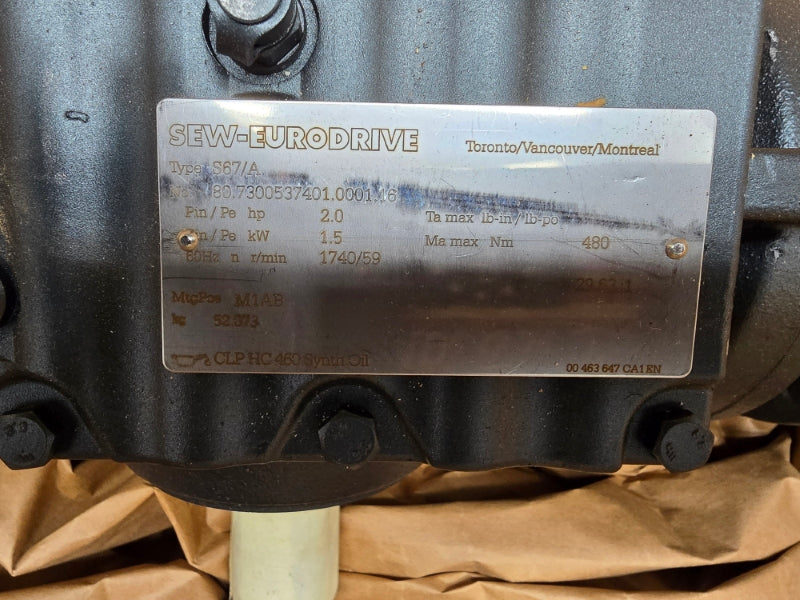 SEW-EURODRIVE S67DRE90L4BE2HR 230/460V 5.70/2.85A NSMP