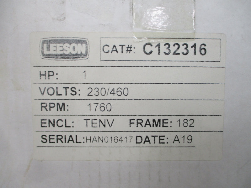 LEESON C132316 1760 RPM 1 HP  230/460V 8.0/4.0A NSMP