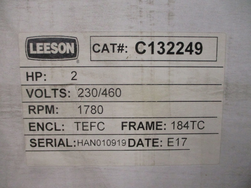 LEESON C132249 1780 RPM 2 HP 230/460V 8.2/4.1A NSMP