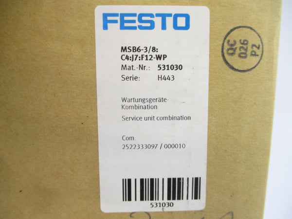 FESTO MSB6-3/8:C4:J7:F12-WP 531030 15-30VDC 300PSI NSMP