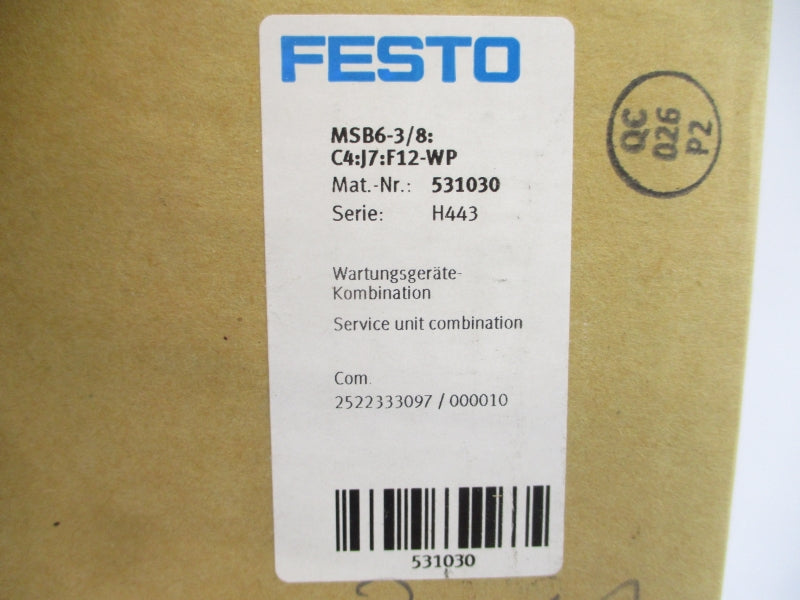 FESTO MSB6-3/8:C4:J7:F12-WP 531030 15-30VDC 300PSI NSMP