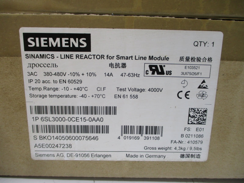 SIEMENS 6SL3000-0CE15-0AA0 380-480VAC 14A NSMP