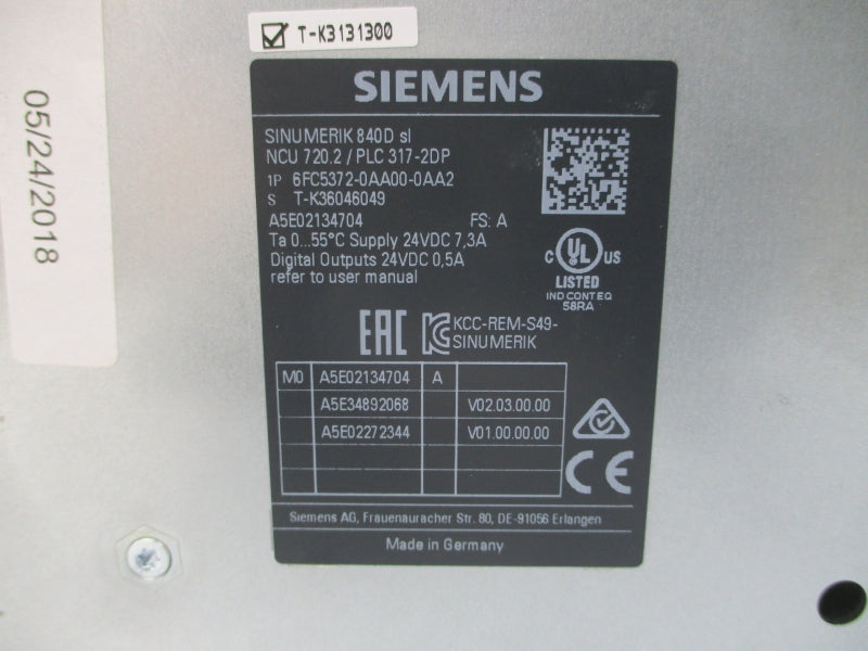SIEMENS 6FC5372-0AA00-0AA2 24VDC 7.3A NSMP