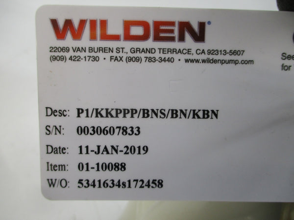 WILDEN WIL-01-10088 P1/KKPPP/BNS/BN/KBN 125PSI NSMP