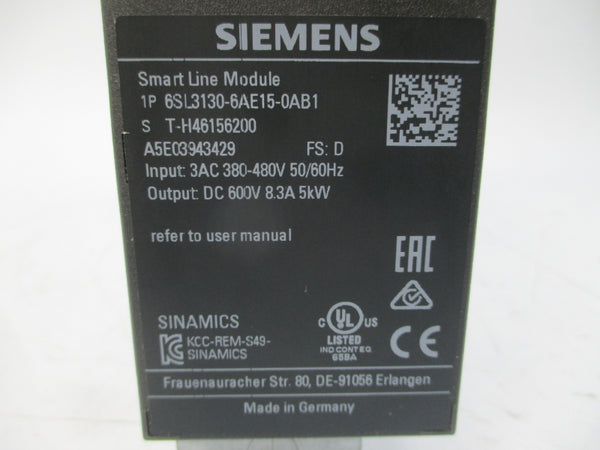 SIEMENS 6SL3130-6AE15-0AB1 380-480VAC 8.3A NSNP