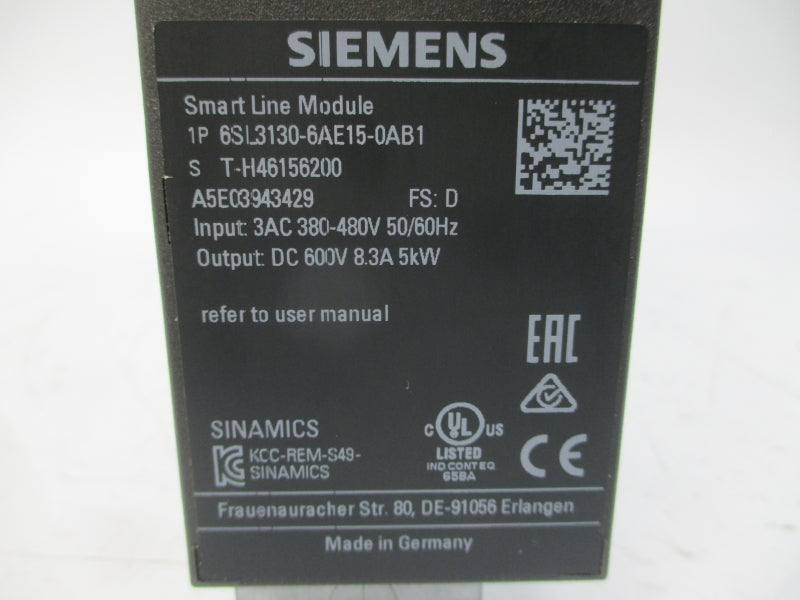 SIEMENS 6SL3130-6AE15-0AB1 380-480VAC 8.3A NSNP