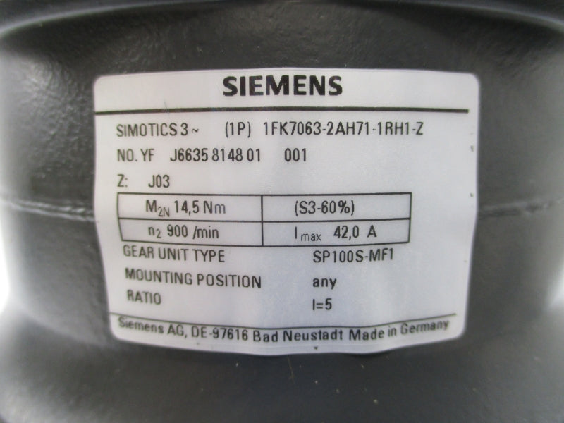 SIEMENS 1FK7063-2AH71-1RH1-Z 270V 3.8/12A NSNP