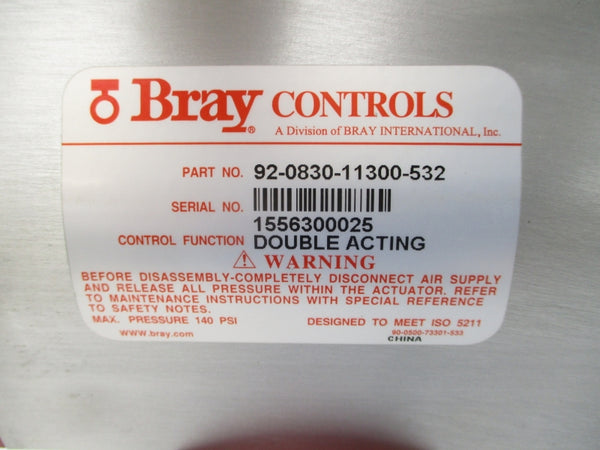 BRAY CONTROLS 416SS 125#/150# 92-0830-11300-532 6A-6DR5020-0NN00-5KA0 SERIES 30 140PSI 3" NSNP