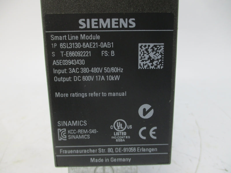 SIEMENS 6SL3130-6AE21-0AB1 380-480VAC 17A NSNP