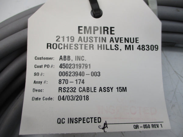EMPIRE ABB RS232 15M CABLE ASSEMBLY NSNP