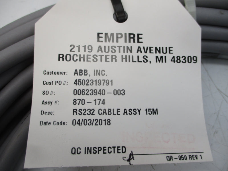 EMPIRE ABB RS232 15M CABLE ASSEMBLY NSNP