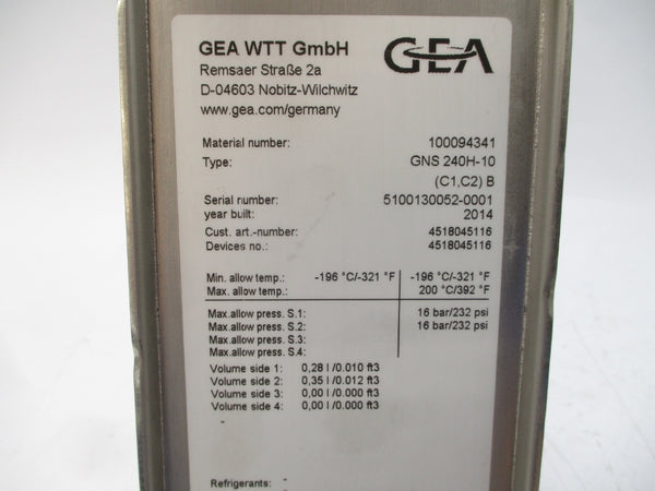 GEA GNS240H-10 100094341 232PSI NSNP