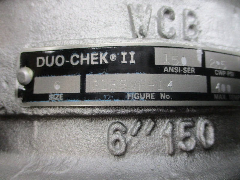 CRANE DUO-CHECK ii G15SVF-14 285PSI 6" NSNP