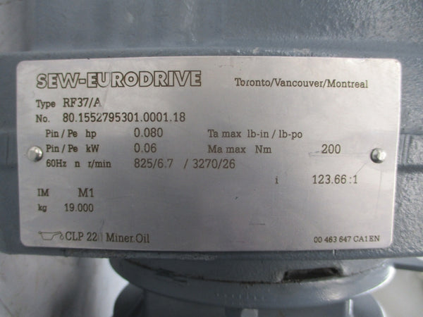 SEW-EURODRIVE RF37DT71D8/2/BMG/ASB1 480V 0.37/0.58A NSNP