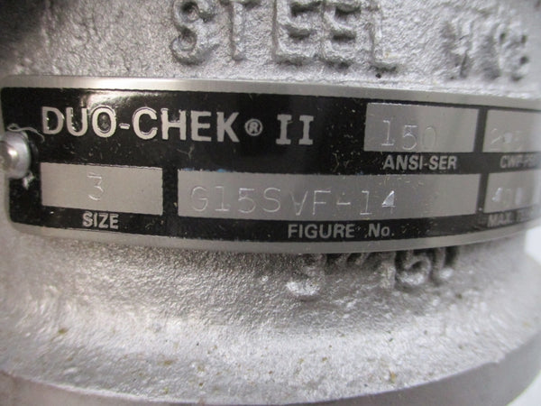 CRANE DUO-CHECK II 3G15SVF-14 285PSI 3" NSMP