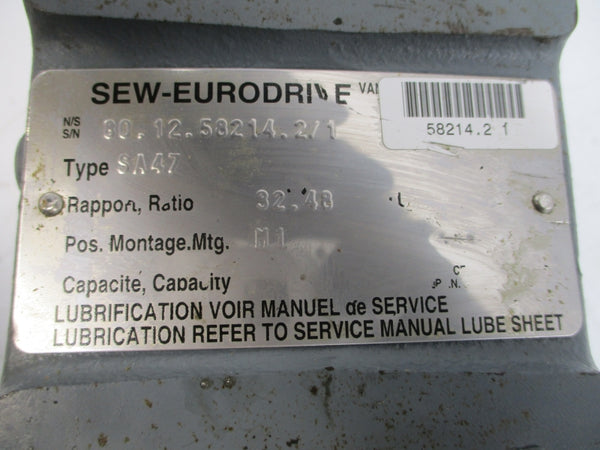 SEW-EURODRIVE SA47.17DT71C4ARDX 240/480V 1.32/0.66A NSNP