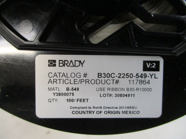 BRADY B30C-2250-549-YL 117864 2.25"X100FT NSMP