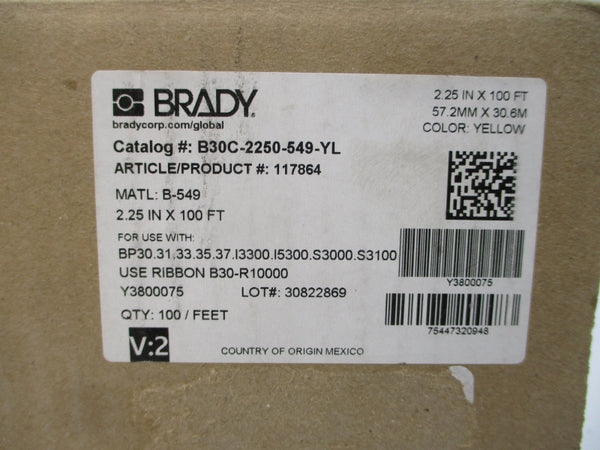 BRADY B30C-2250-549-YL 117864 2.25"X100FT NSMP