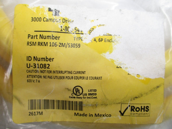 TURCK RSMRKM106-2M/S3059 U-31082 600V 7A NSMP