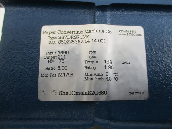 PAPER CONVERTING MACHINE S37DRS71M4 230/460V 2.50/1.25A NSNP