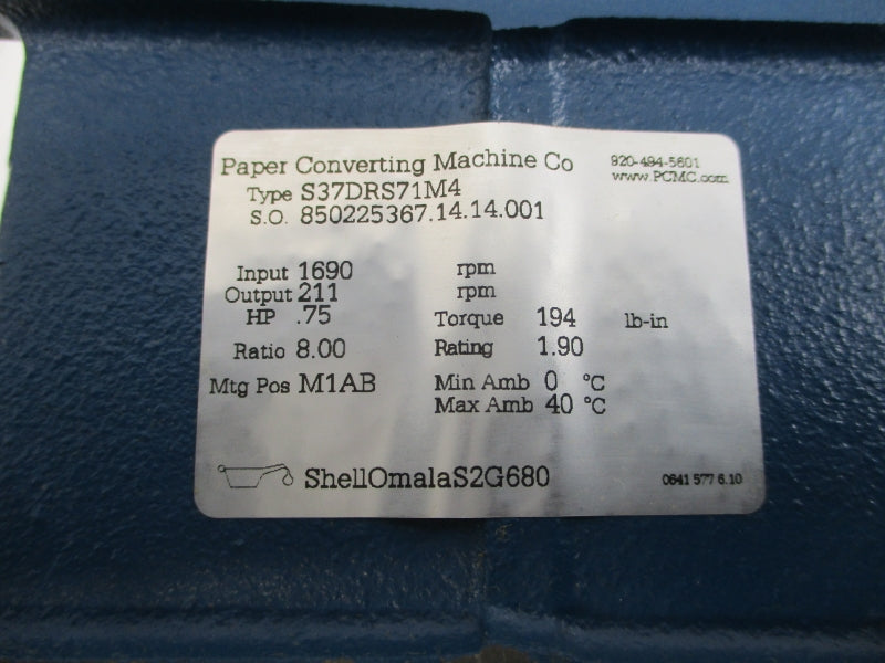 PAPER CONVERTING MACHINE S37DRS71M4 230/460V 2.50/1.25A NSNP