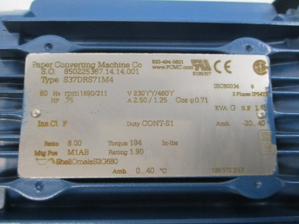 PAPER CONVERTING MACHINE S37DRS71M4 230/460V 2.50/1.25A NSNP