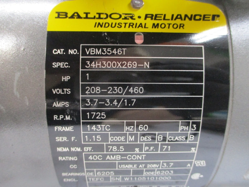BALDOR VBM3546T 34H300X269-N 208-230/460V 3.7-3.4/1.7A NSNP