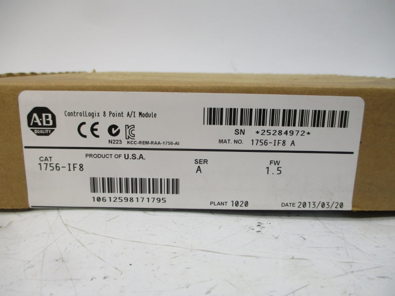ALLEN BRADLEY 1756-IF8 SER. A F/W 1.5 DATE: 2013 NSFS