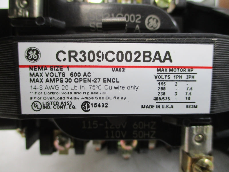 GENERAL ELECTRIC CR309C002BAA SER. A 110/115-120V 30A NSMP