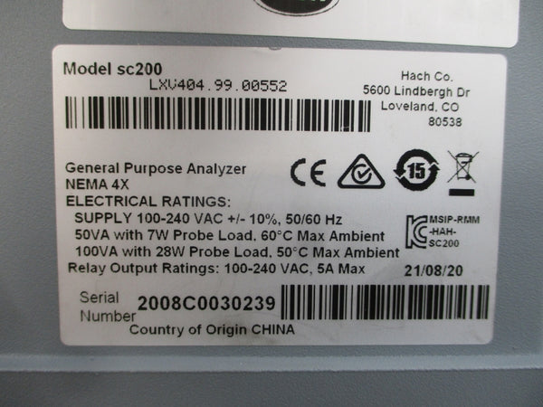 HACH SC200 LXV404.99.00552 100-240VAC 5A NSNP