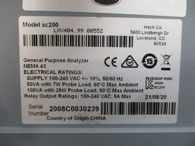 HACH SC200 LXV404.99.00552 100-240VAC 5A NSNP