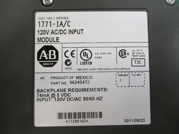 ALLEN BRADLEY 1771-IA SER. C 120VAC/DC NSMP