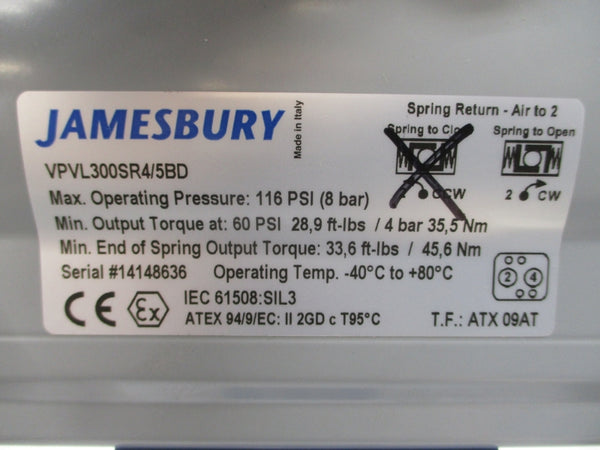 JAMESBURY 815W113600XZ VPVL300SR4/5BD 275PSI 3" NSNP