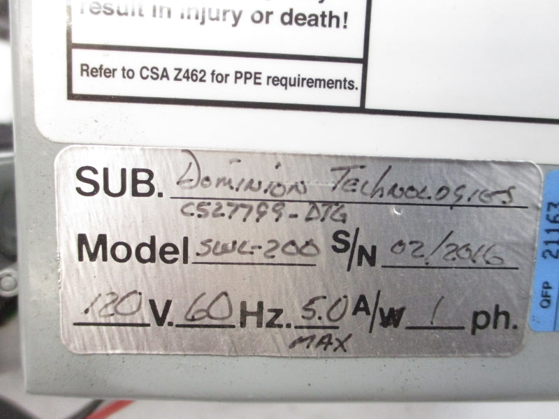 DOMINION TECHNOLOGIES SWL-200 STEERING WHEEL LEVELER 120V 5.0A NSNP