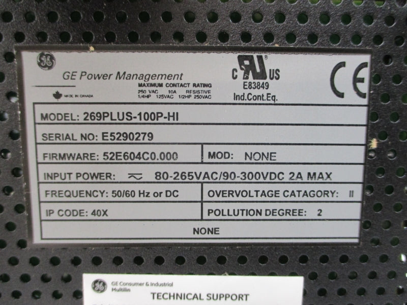 GENERAL ELECTRIC 269PLUS-100P-HI 80-265VAC 2A NSMP