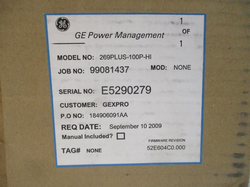 GENERAL ELECTRIC 269PLUS-100P-HI 80-265VAC 2A NSMP