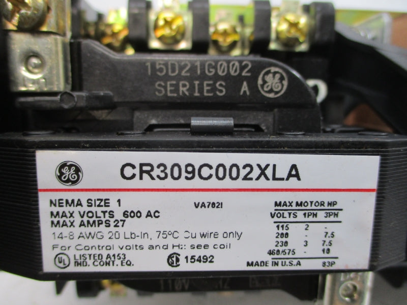 GENERAL ELECTRIC CR309C002XLA SER. A 110/115-120V 27A NSMP