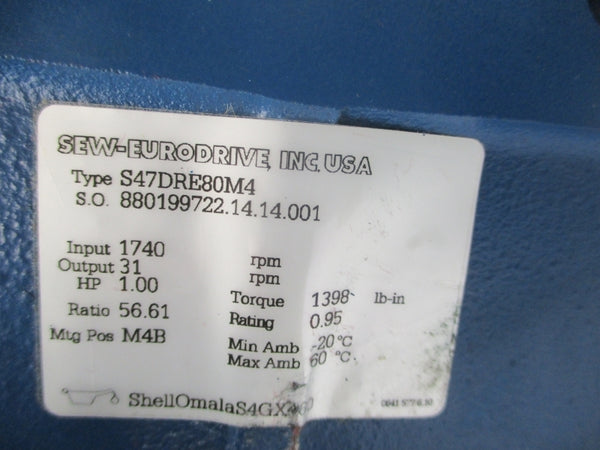 SEW-EURODRIVE S47DRE80M4 230/460V 2.90/1.44A NSNP