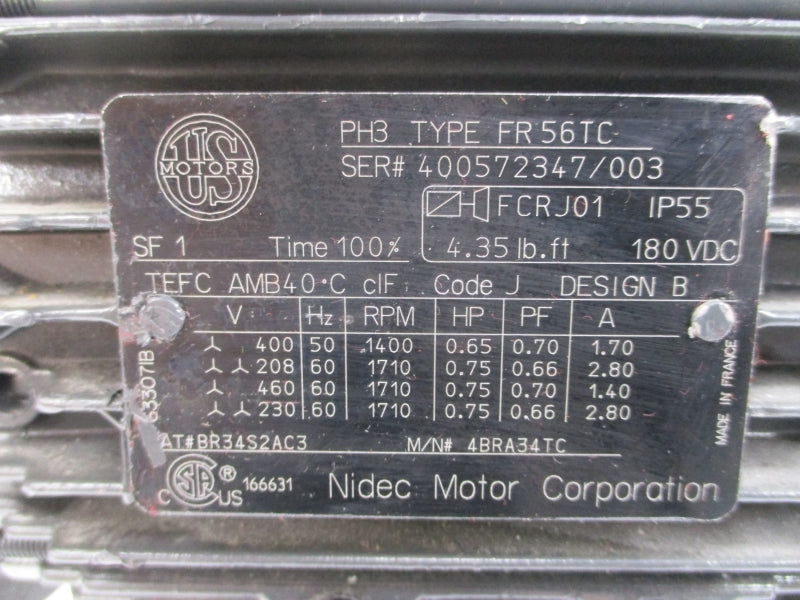 US MOTORS PH3 FR56TC 230/460V 1.70/2.80A NSNP