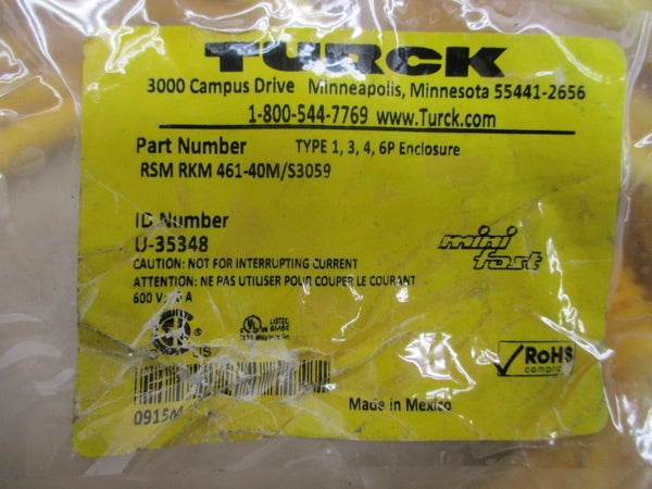 TURCK RSMRKM461-40M/S3059 U-35348 600V NSMP