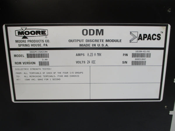 MOORE PRODUCTS 390DM115ACCAN 16184-61/01 24VDC 0.23A REV. 3.00 NSNP